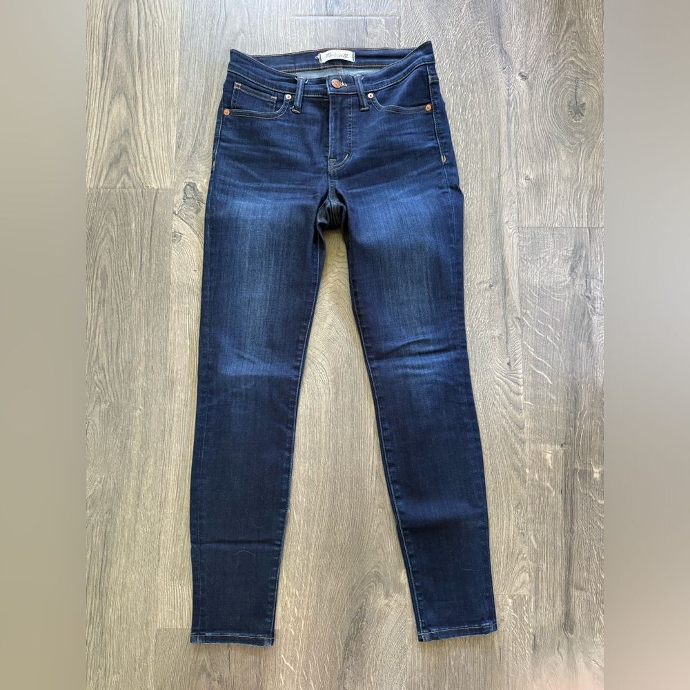 Madewell 9”‎ High Rise Skinny Jeans Dark Blue Denim Stretch Slim sz 25 EXCELLENT